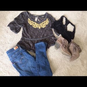 Free people “with flair” lace peplum